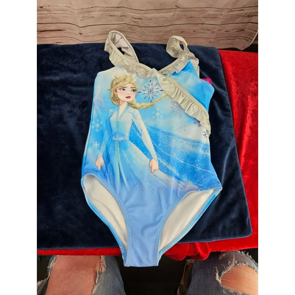Disney Frozen 2 Elsa‎ Toddler Girls One Piece Swimsuit Blue size 8